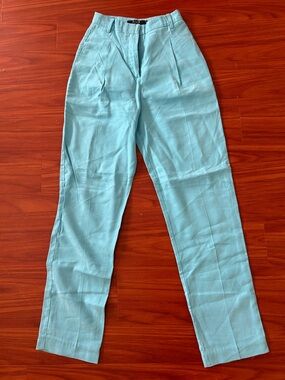 Light Blue High-Waist Tapered Women's Pants